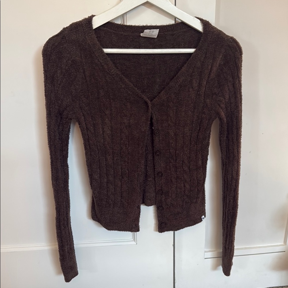 Abercrombie kids brown V-Neck Button-Up Sweater size 9/10